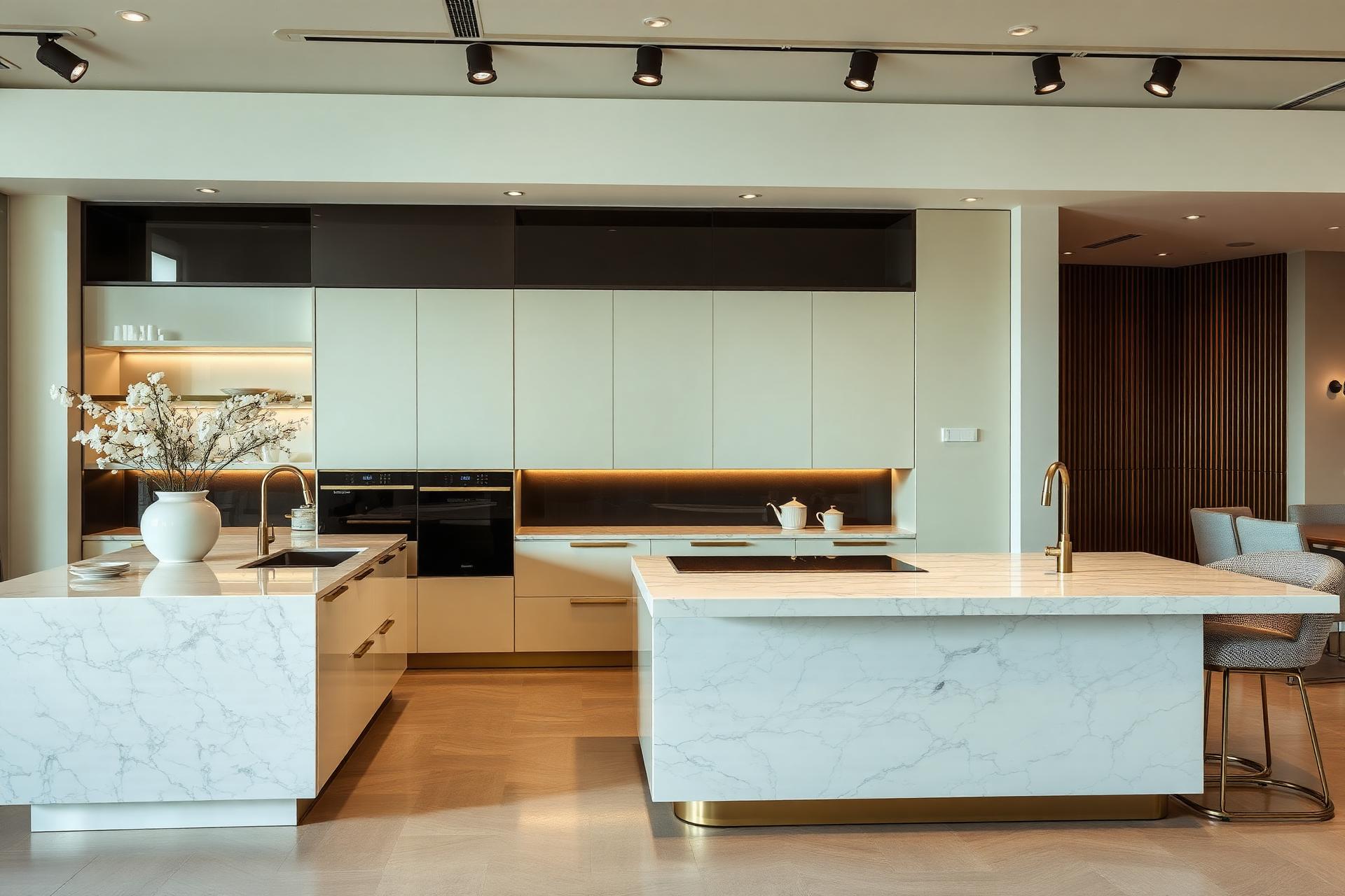 Luxe marmeren keuken met messing accenten